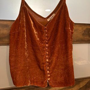 Madewell Burnt Orange Button-Down Velvet Tank